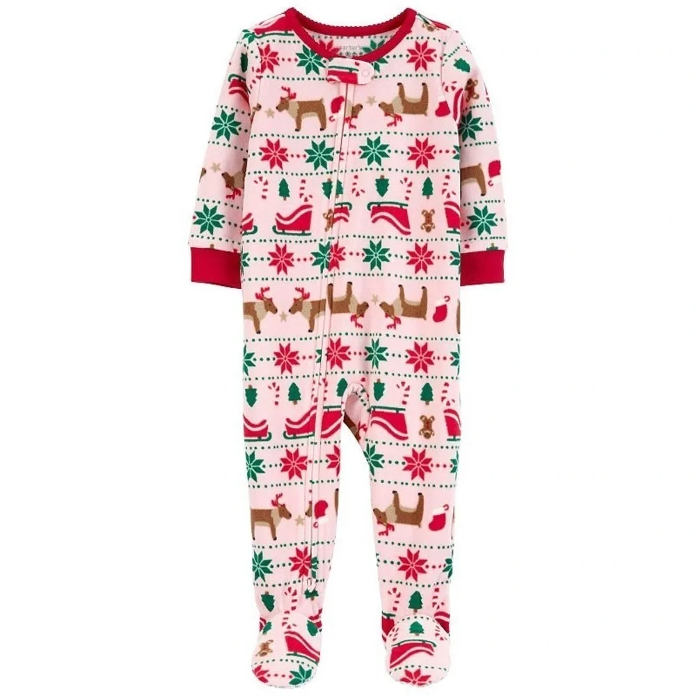 Baby Girl Carter's Fair Isle One-Piece Footed Pajamas, Infant Girl's, Pink